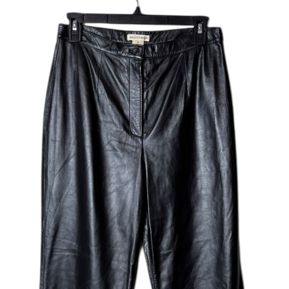 Vintage Y2K Leather Black Pants Size 8 90s Retro Biker Whimsigoth Grunge - Picture 2 of 5